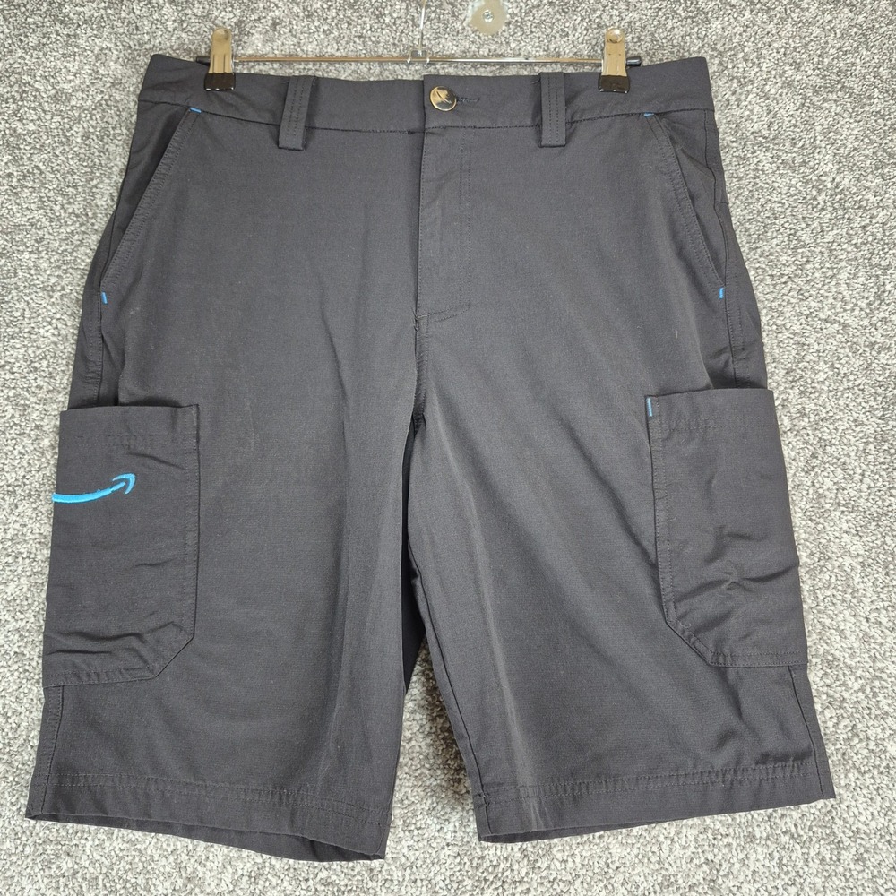Amazon Luly Yang Shorts Mens Medium (32-34) Black Cargo Uniform Work 9.5" Inseam